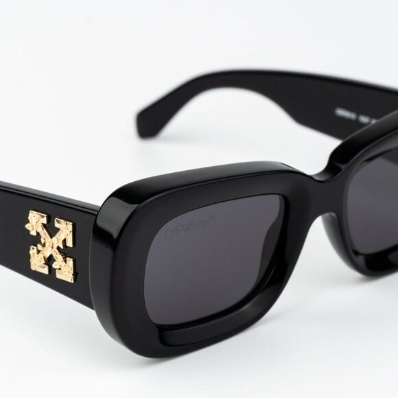 NEW Off-White CARRARA 007 Black Dark Grey Unisex Rectangular Sunglasses - Picture 6 of 13